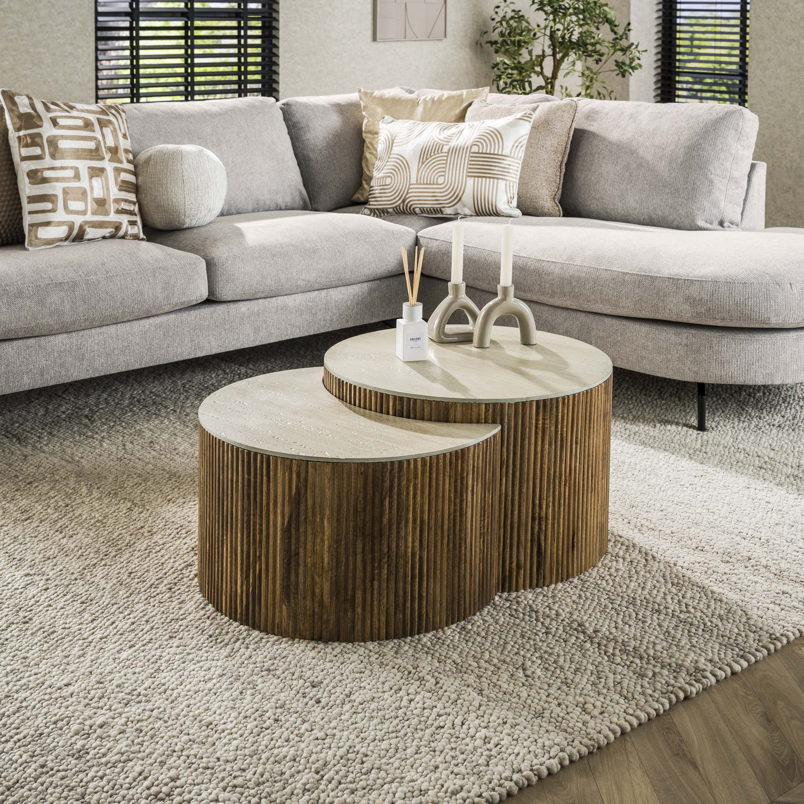 Salontafel Nuovo | Half rond | Massief mango zand
