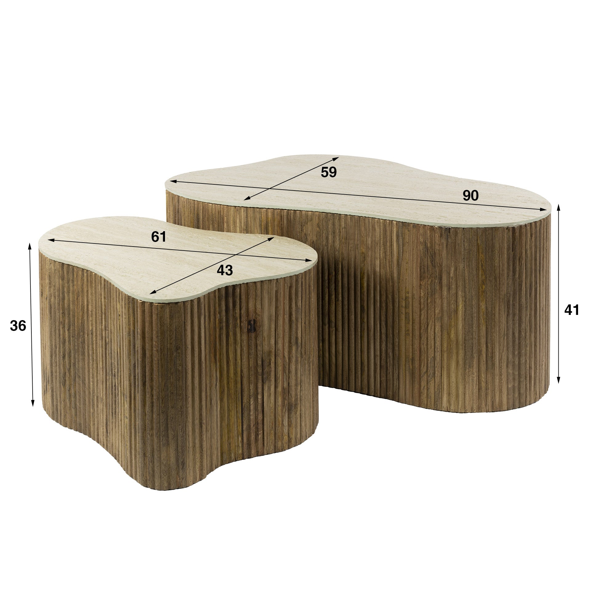 Salontafel Nuovo Shamrock | Set van 2 | Massief mango zand
