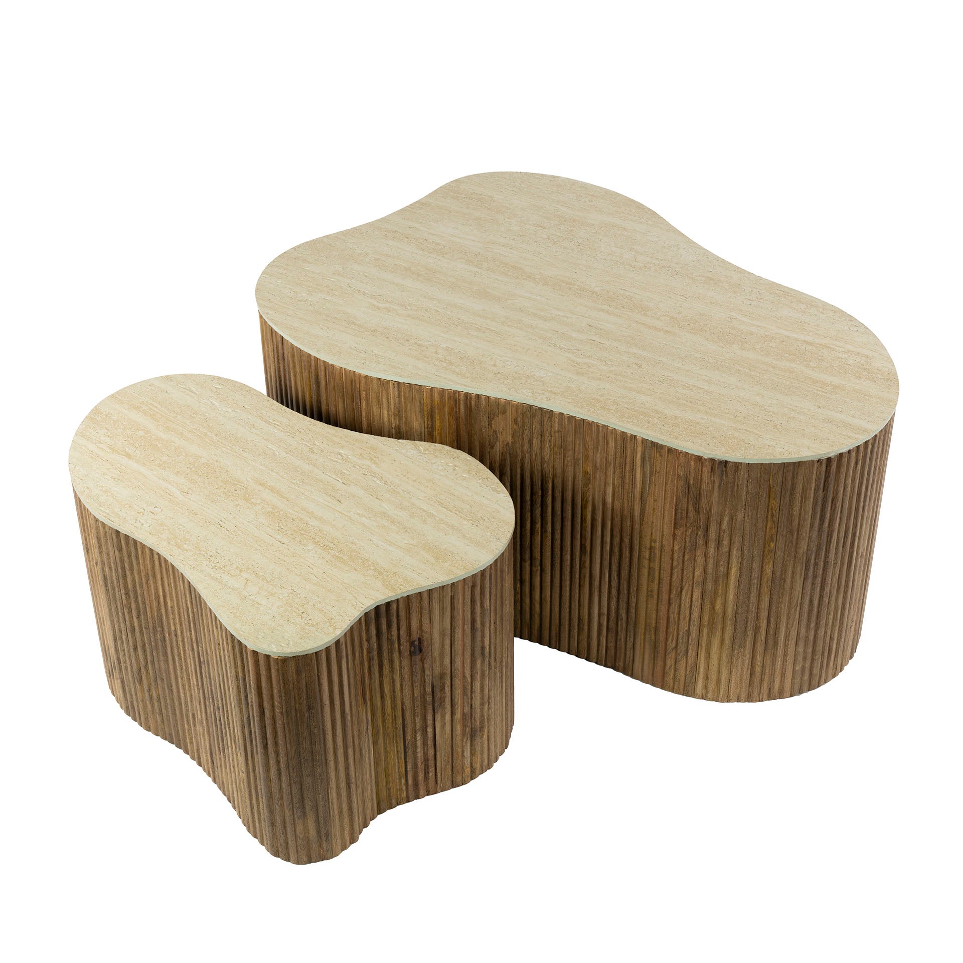 Salontafel Nuovo Shamrock | Set van 2 | Massief mango zand