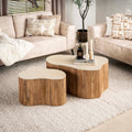 Salontafel Nuovo Shamrock | Set van 2 | Massief mango zand
