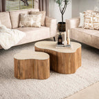 Salontafel Nuovo Shamrock | Set van 2 | Massief mango zand