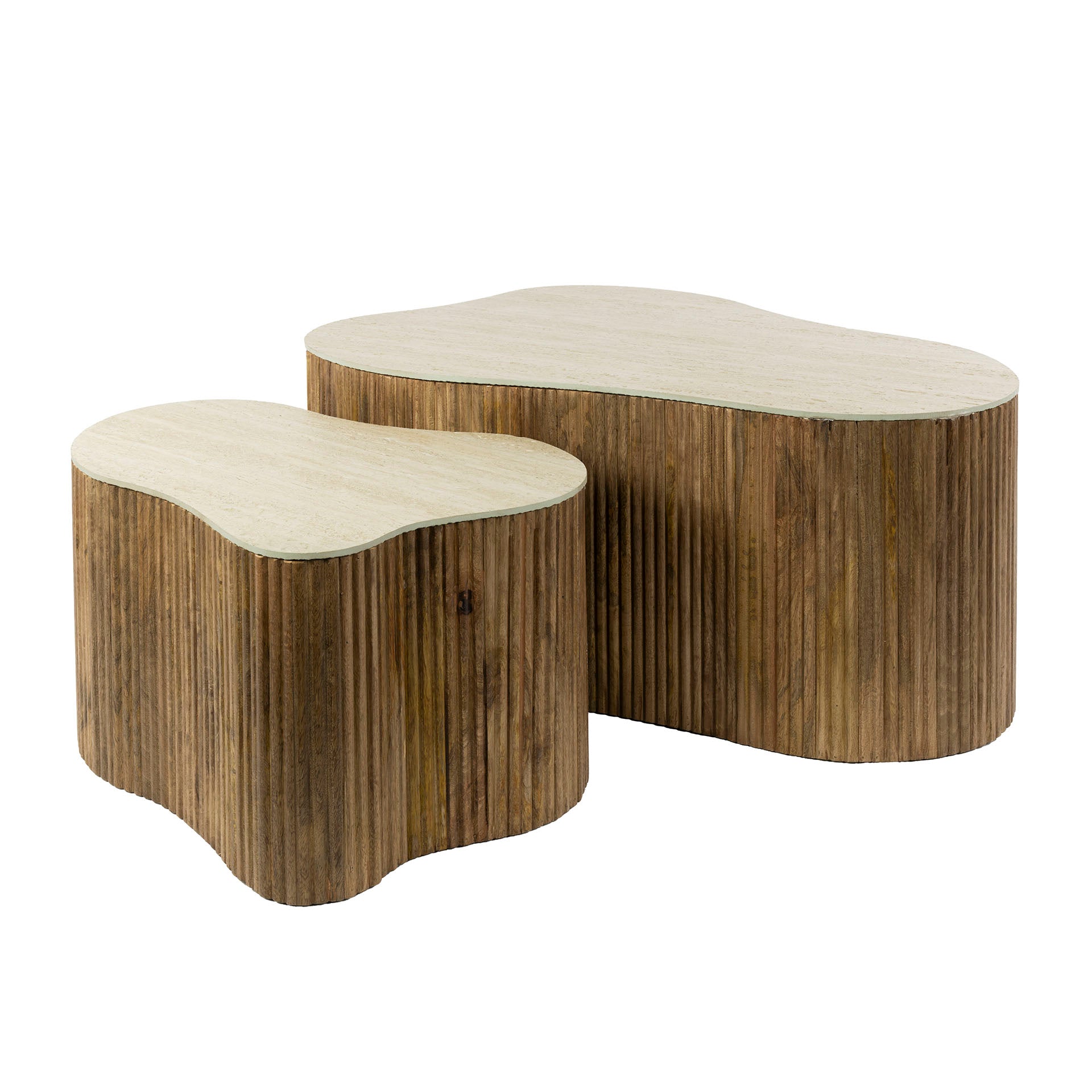 Salontafel Nuovo Shamrock | Set van 2 | Massief mango zand