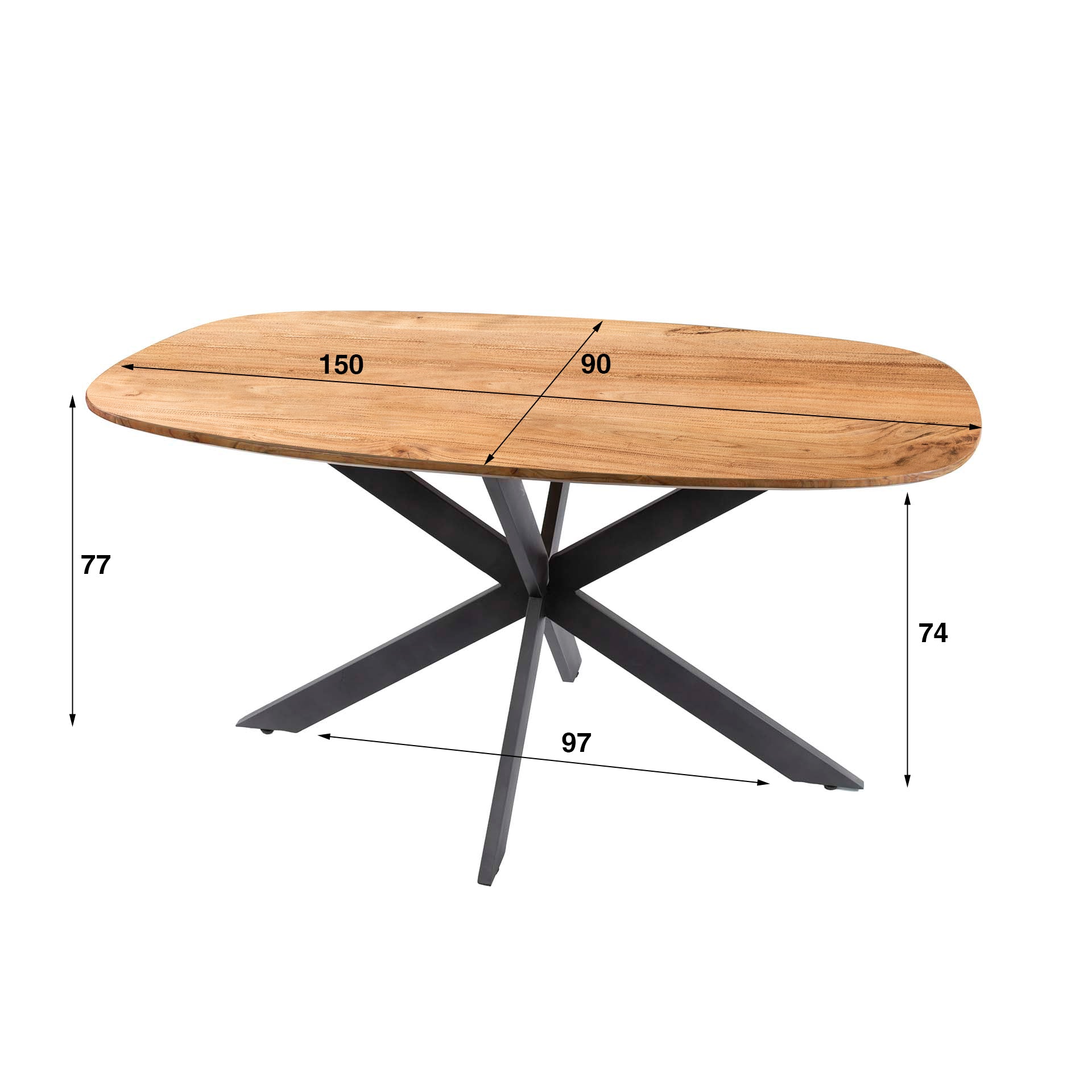 Eettafel Arhus Solid | Deens ovaal | Massief acacia 150cm
