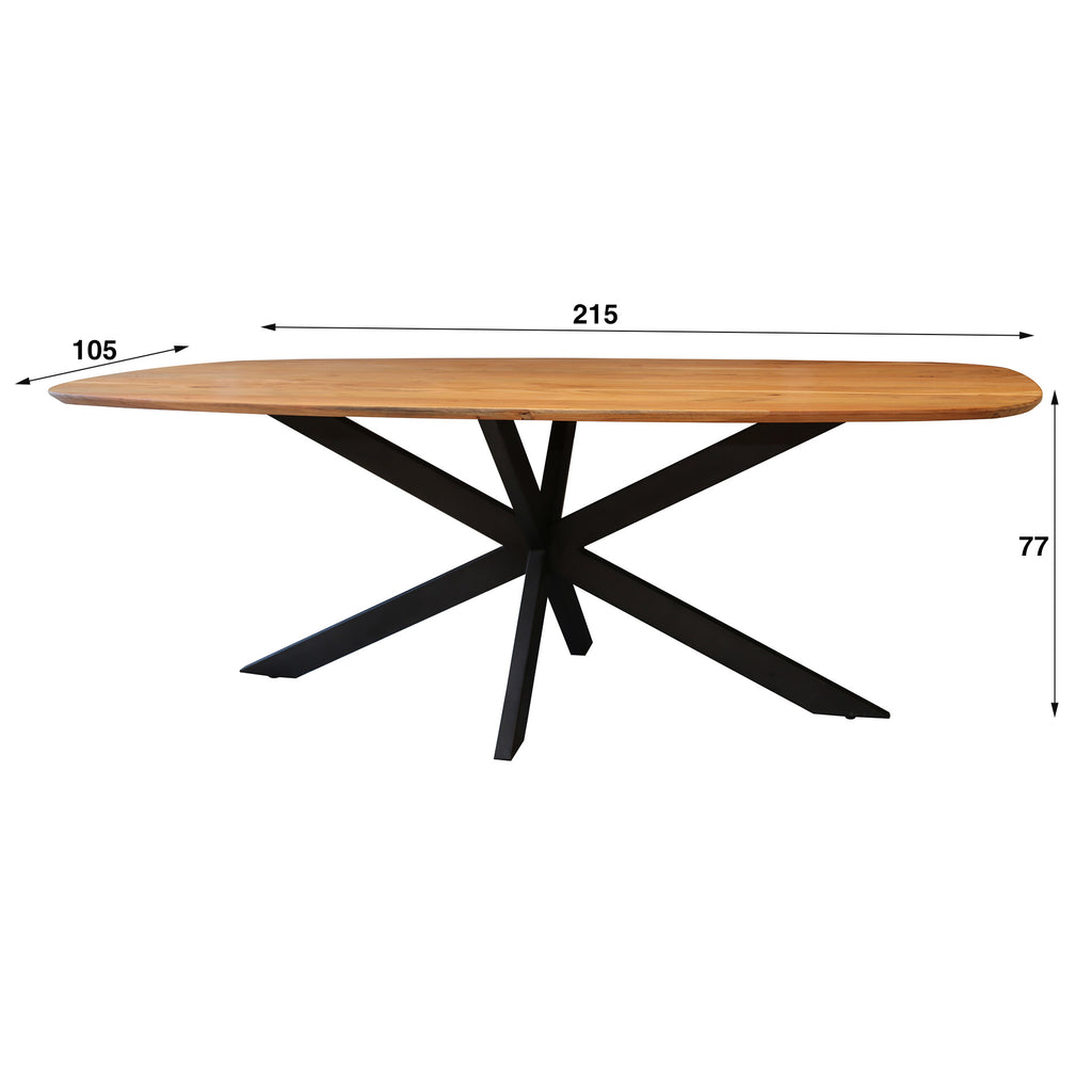 Eettafel Arhus Solid | Deens ovaal | Massief acacia 215 cm