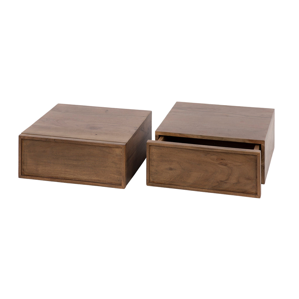 Nachtkastje Frame | Zwevend | 1 Lade | Massief acacia bruin