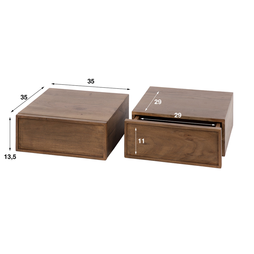 Nachtkastje Frame | Zwevend | 1 Lade | Massief acacia bruin