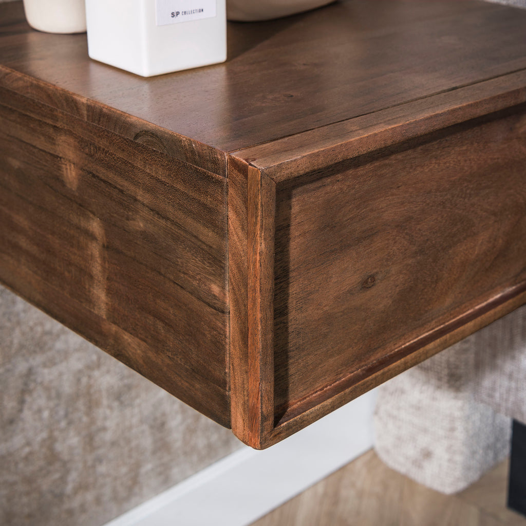 Nachtkastje Frame | Zwevend | 1 Lade | Massief acacia bruin