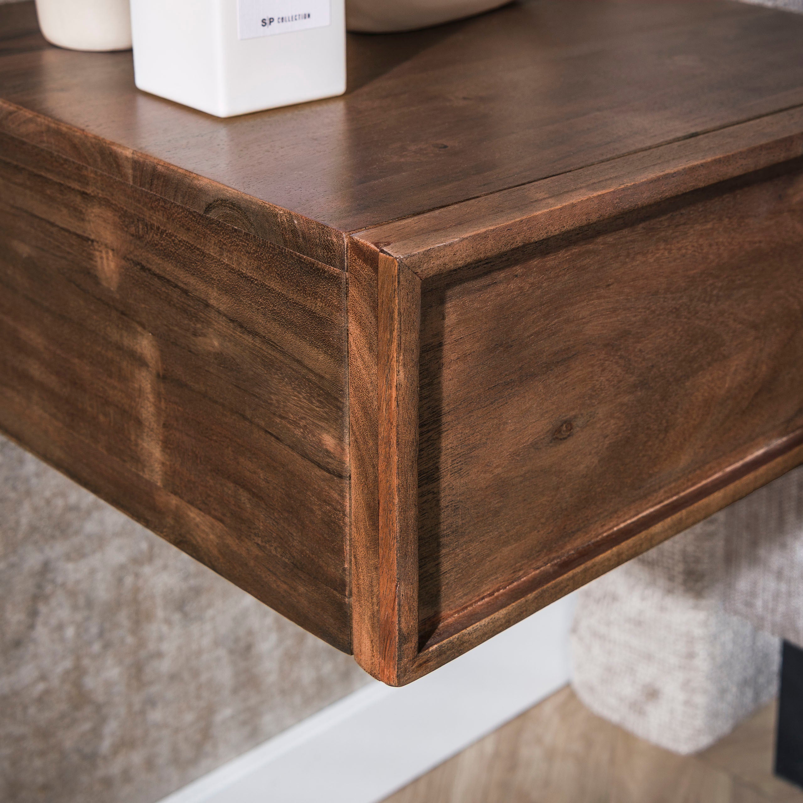 Nachtkastje Frame | Zwevend | 1 Lade | Massief acacia bruin