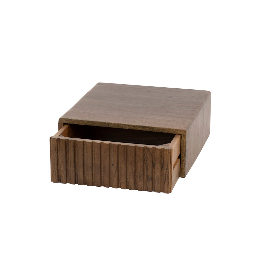 Nachtkastje Carve zwevend | 1 Lade | Massief acacia bruin