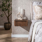 Nachtkastje Carve zwevend | 1 Lade | Massief acacia bruin