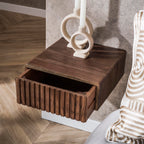 Nachtkastje Carve zwevend | 1 Lade | Massief acacia bruin