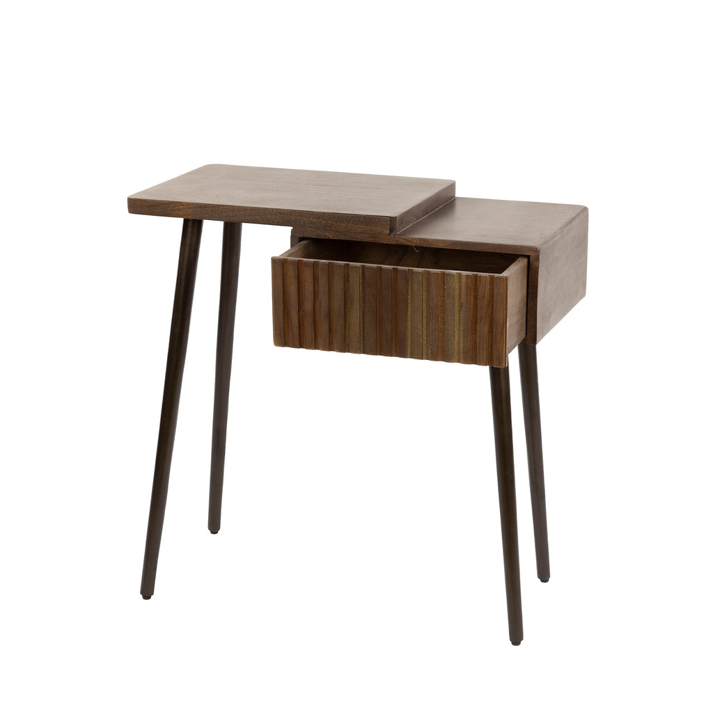 Nachtkastje Carve | 1 Lade | Massief acacia bruin