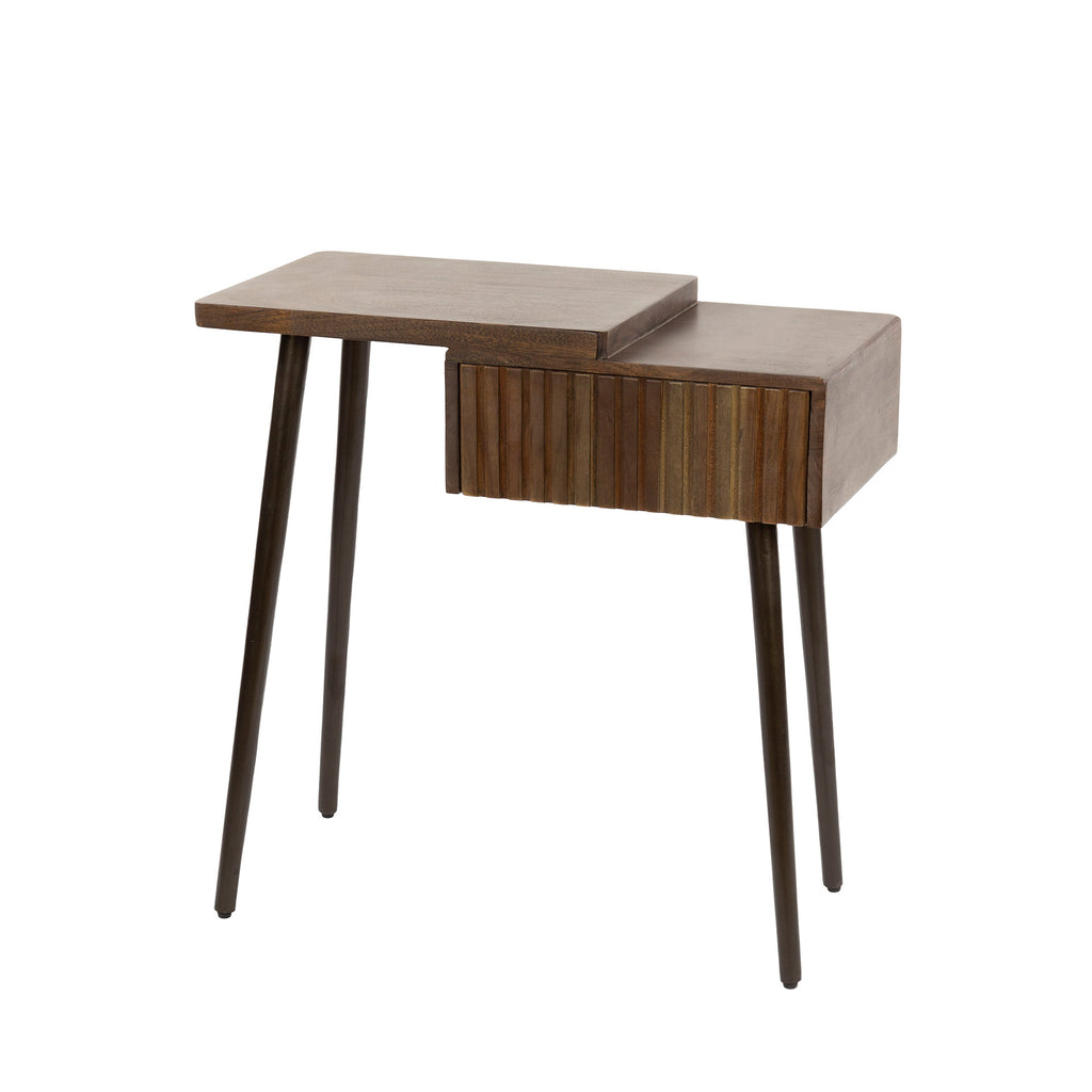 Nachtkastje Carve | 1 Lade | Massief acacia bruin