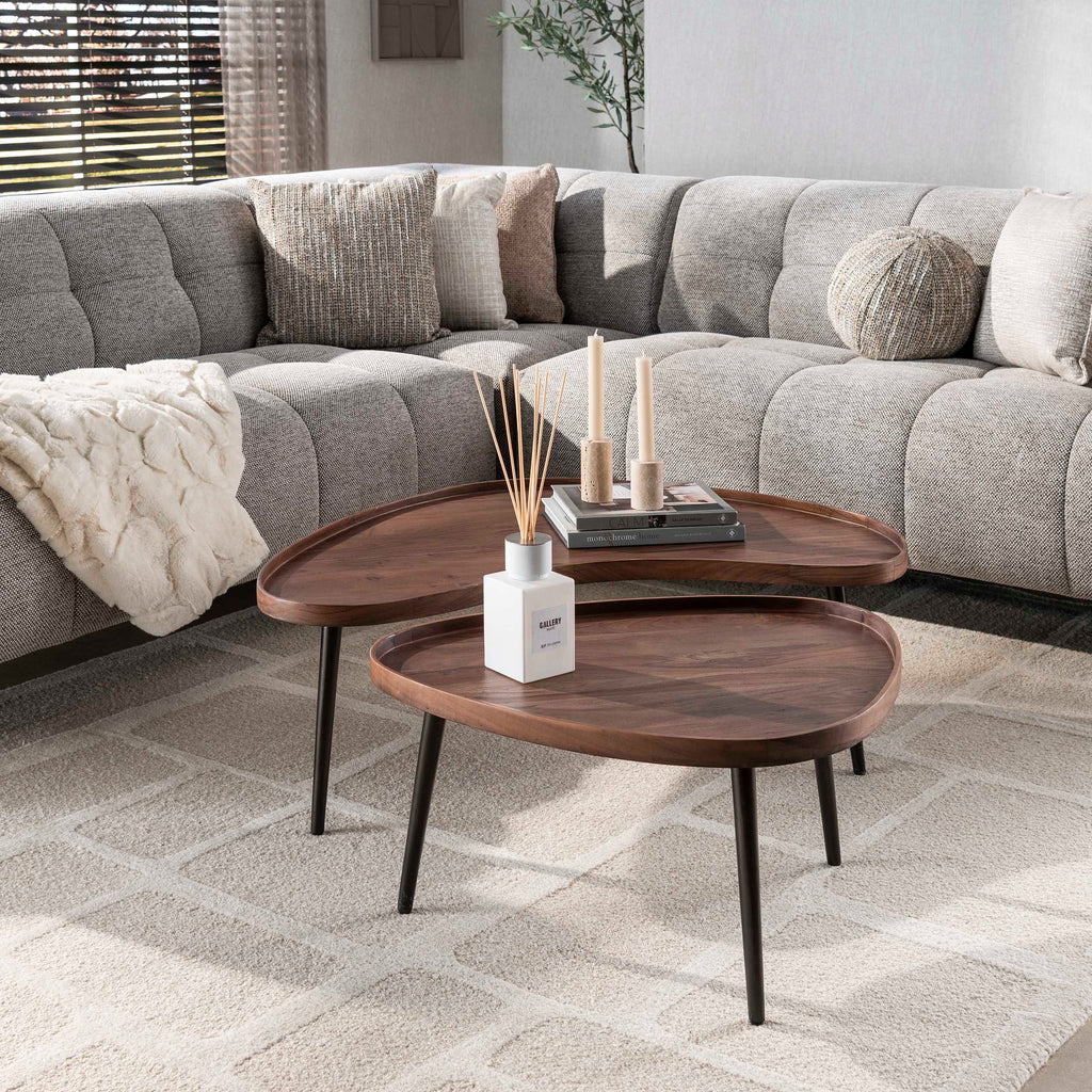 Salontafel Carve | Set van 2 | Massief acacia bruin