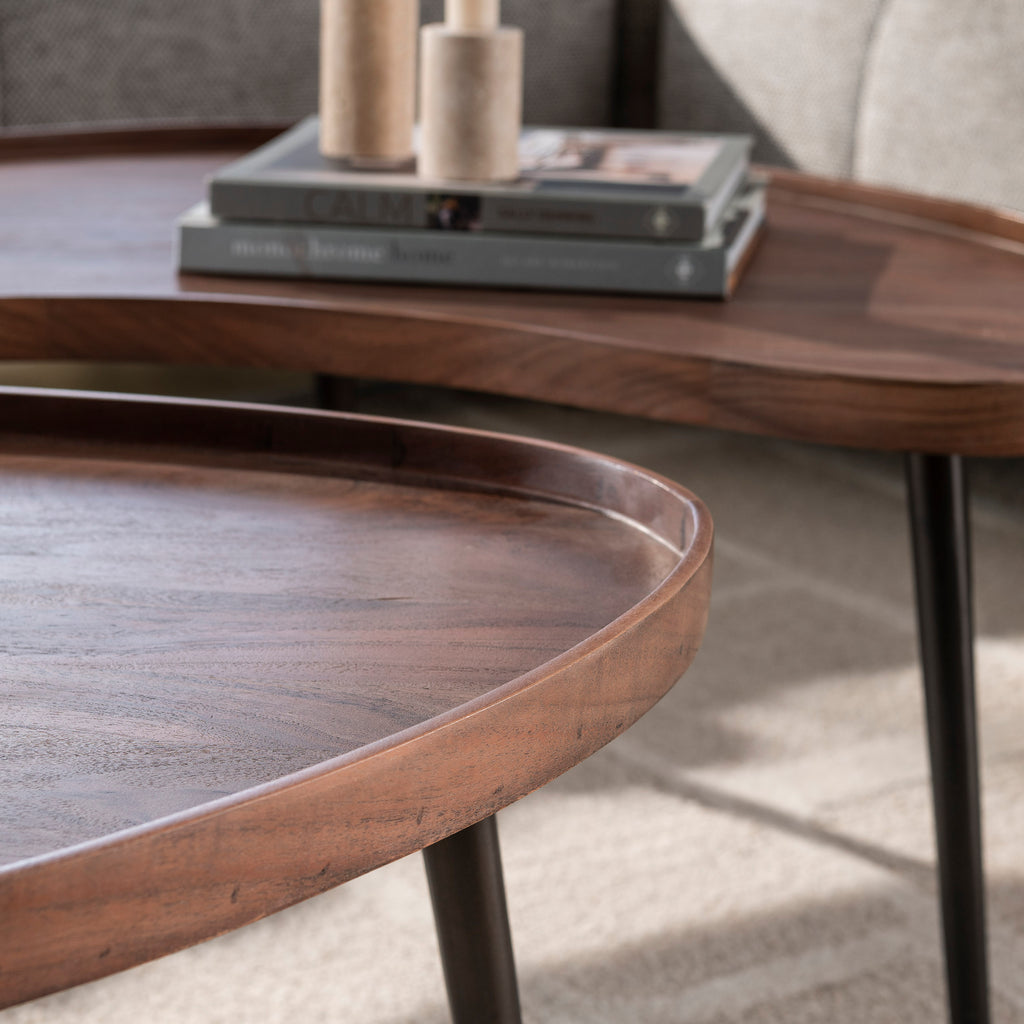 Salontafel Carve | Set van 2 | Massief acacia bruin