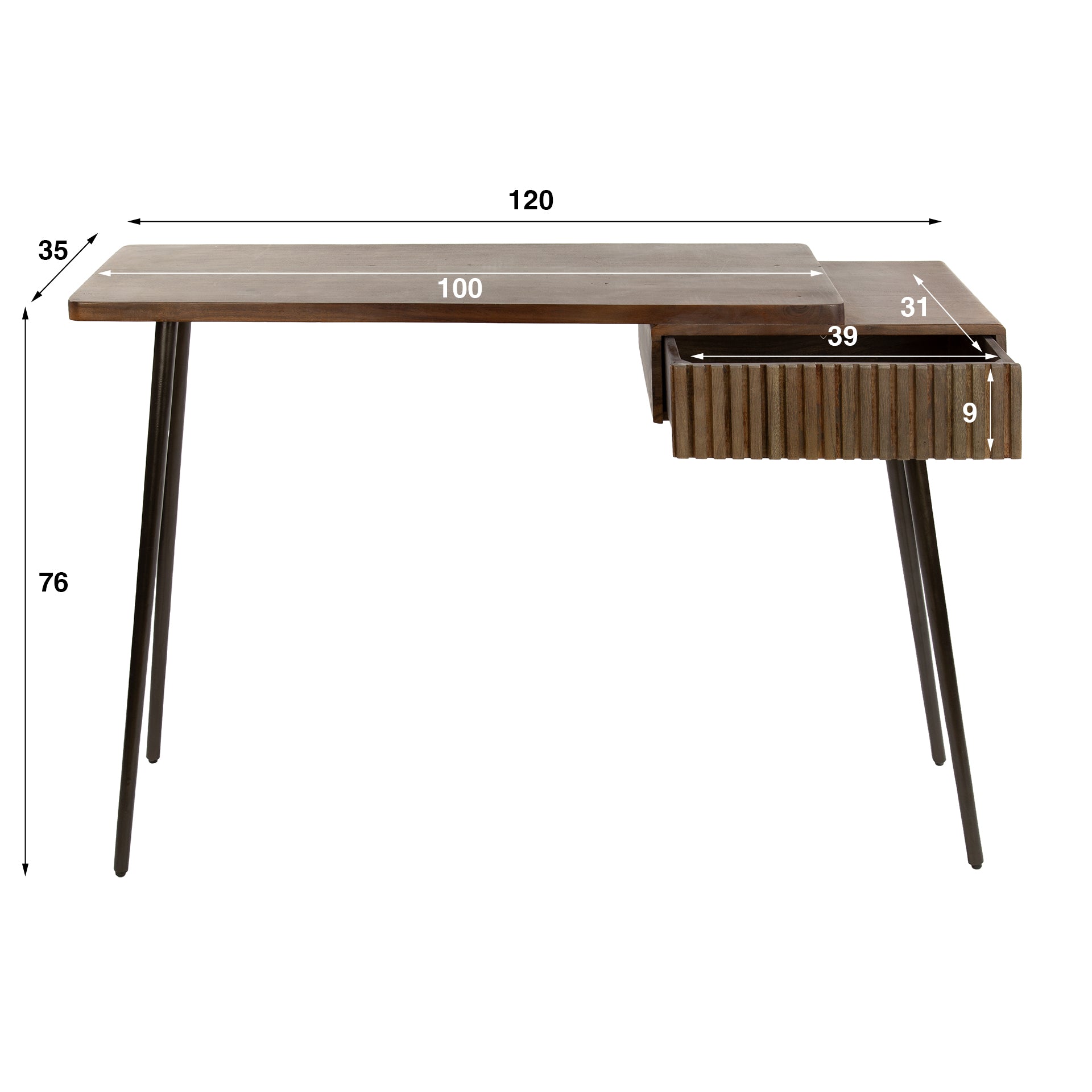 Kaptafel Carve | 1 Lade | Massief acacia bruin
