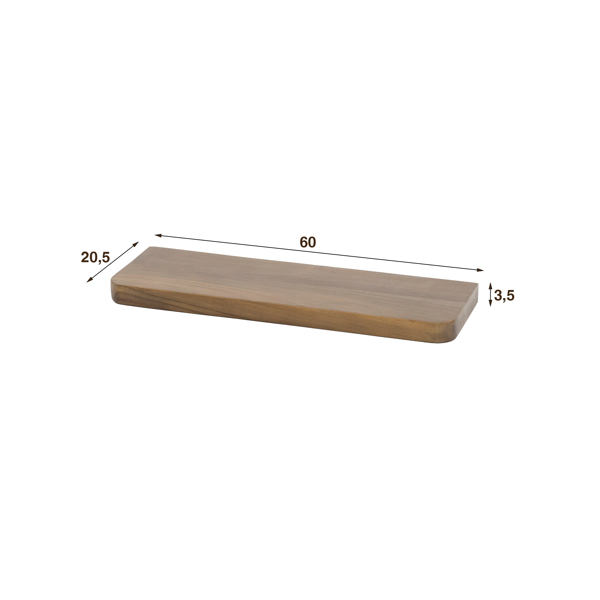 Wandplank Carve | 60 cm | Massief acacia bruin
