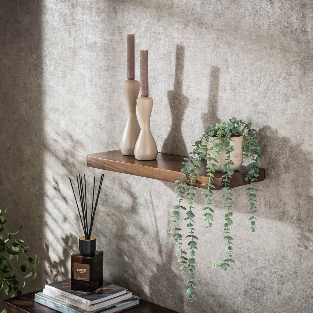 Wandplank Carve | 60 cm | Massief acacia bruin