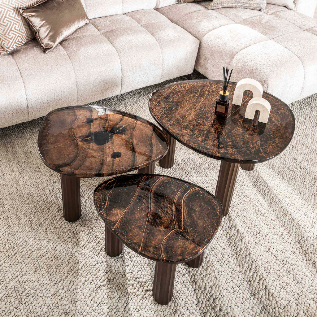 Salontafel Eclipse S | Gegoten glas | Antiek koper