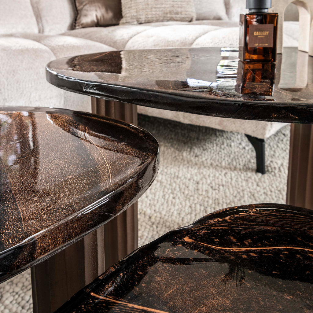 Salontafel Eclipse S | Gegoten glas | Antiek koper