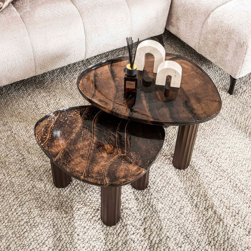Salontafel Eclipse S | Gegoten glas | Antiek koper