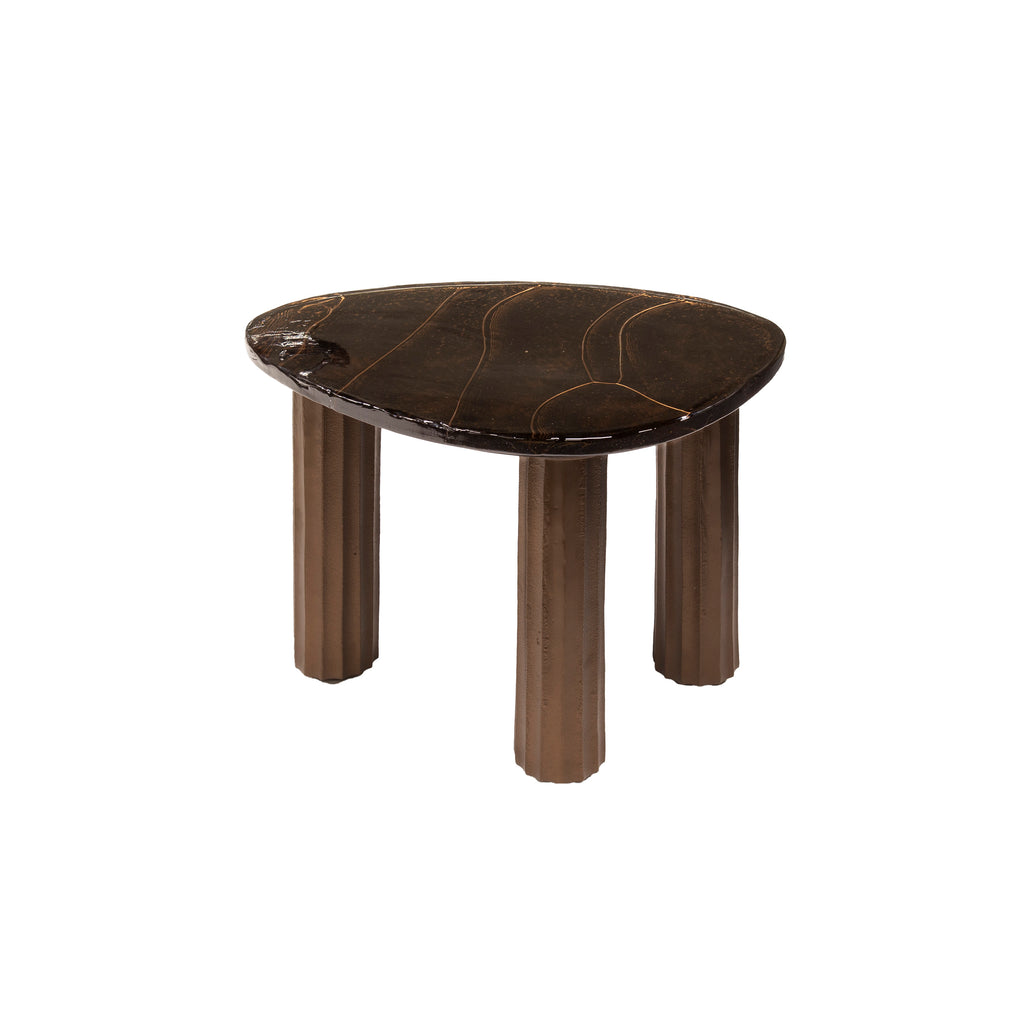 Salontafel Eclipse S | Gegoten glas | Antiek koper