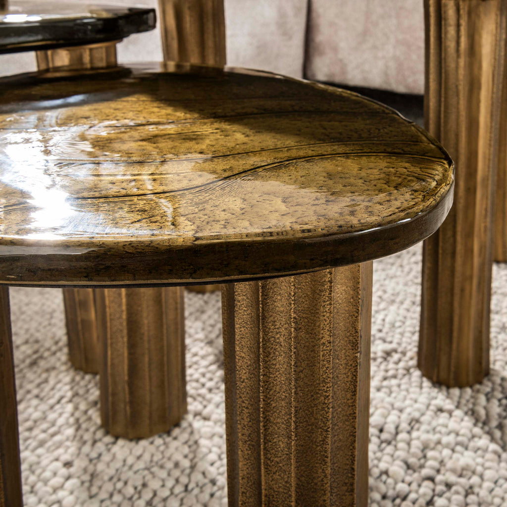 Salontafel Eclipse S | Gegoten glas | Antiek goud
