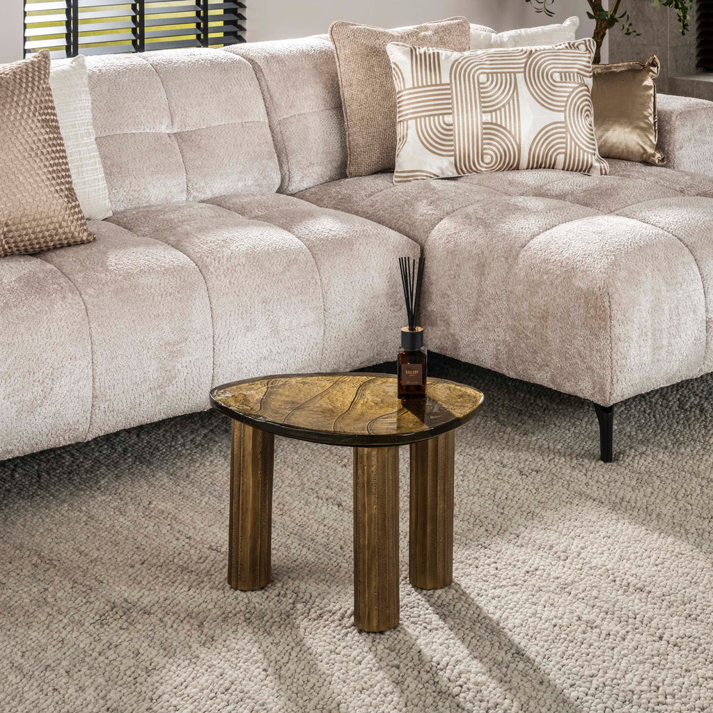 Salontafel Eclipse S | Gegoten glas | Antiek goud