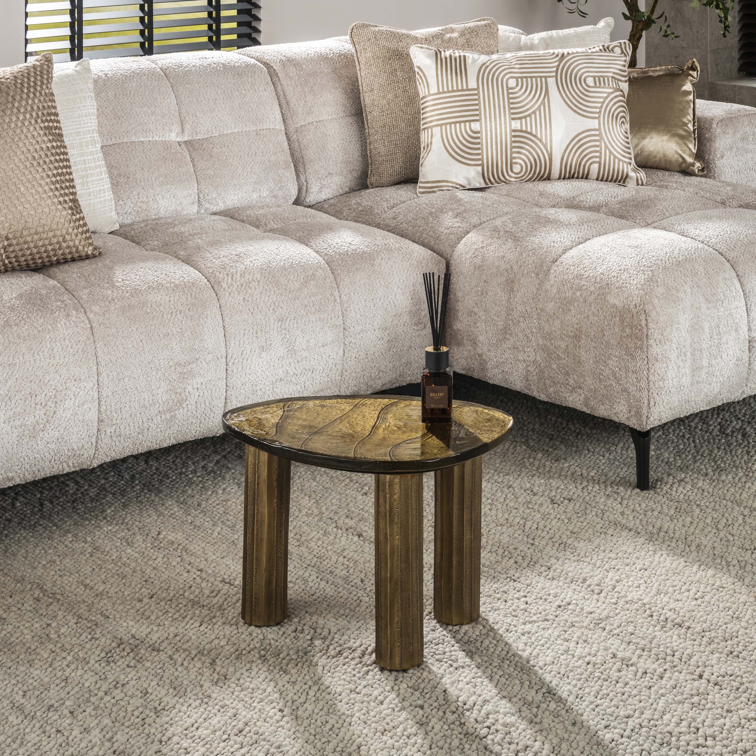 Salontafel Eclipse S | Gegoten glas | Antiek goud