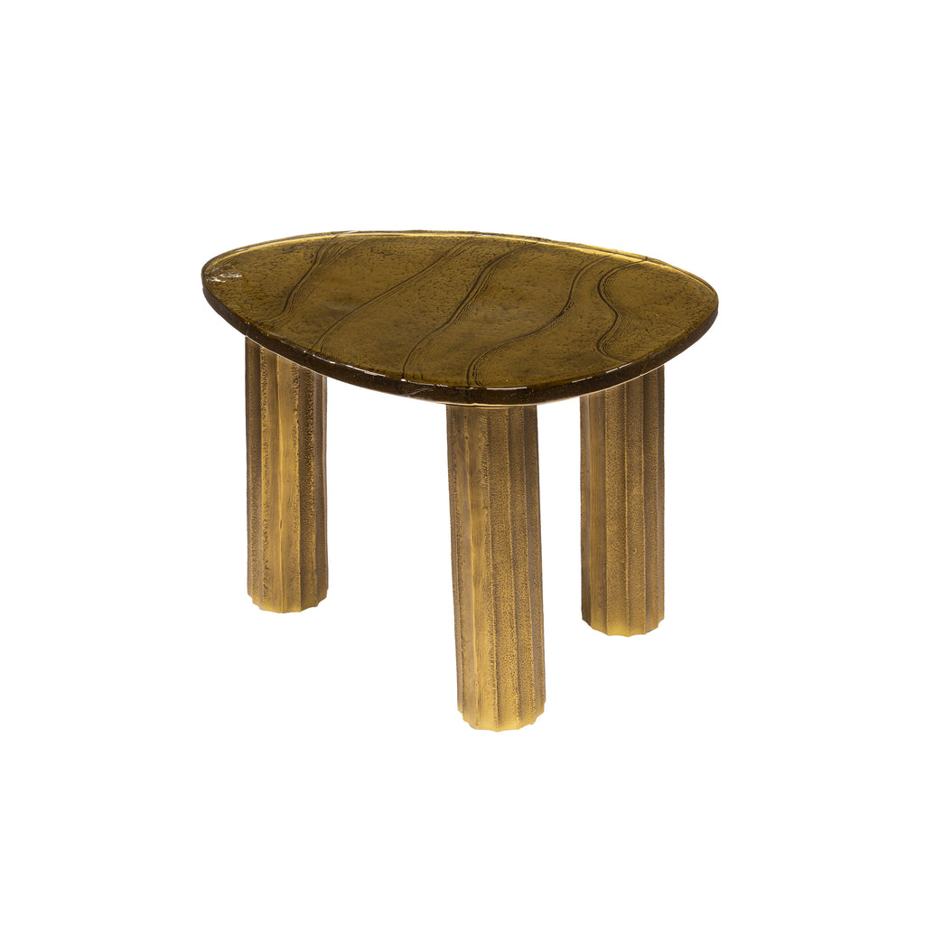 Salontafel Eclipse S | Gegoten glas | Antiek goud