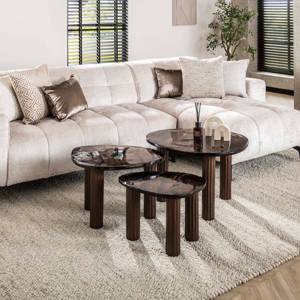 Salontafel Eclipse M | Gegoten glas | Antiek koper