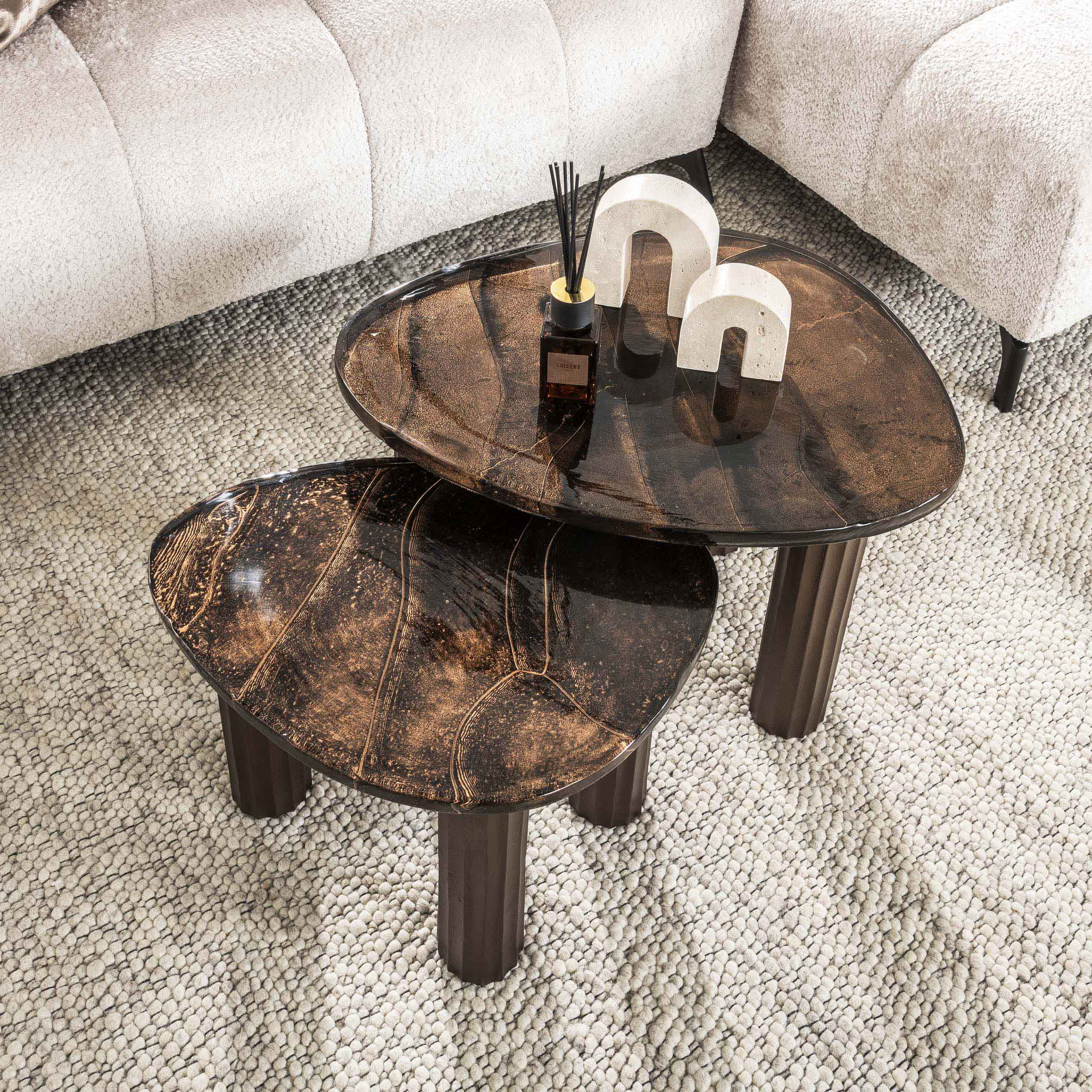 Salontafel Eclipse M | Gegoten glas | Antiek koper