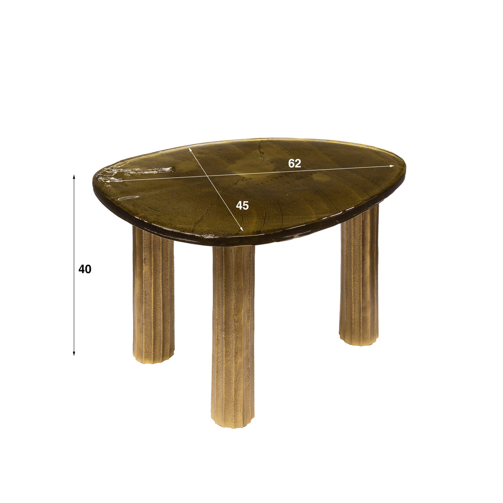 Salontafel Eclipse M | Gegoten glas | Antiek goud