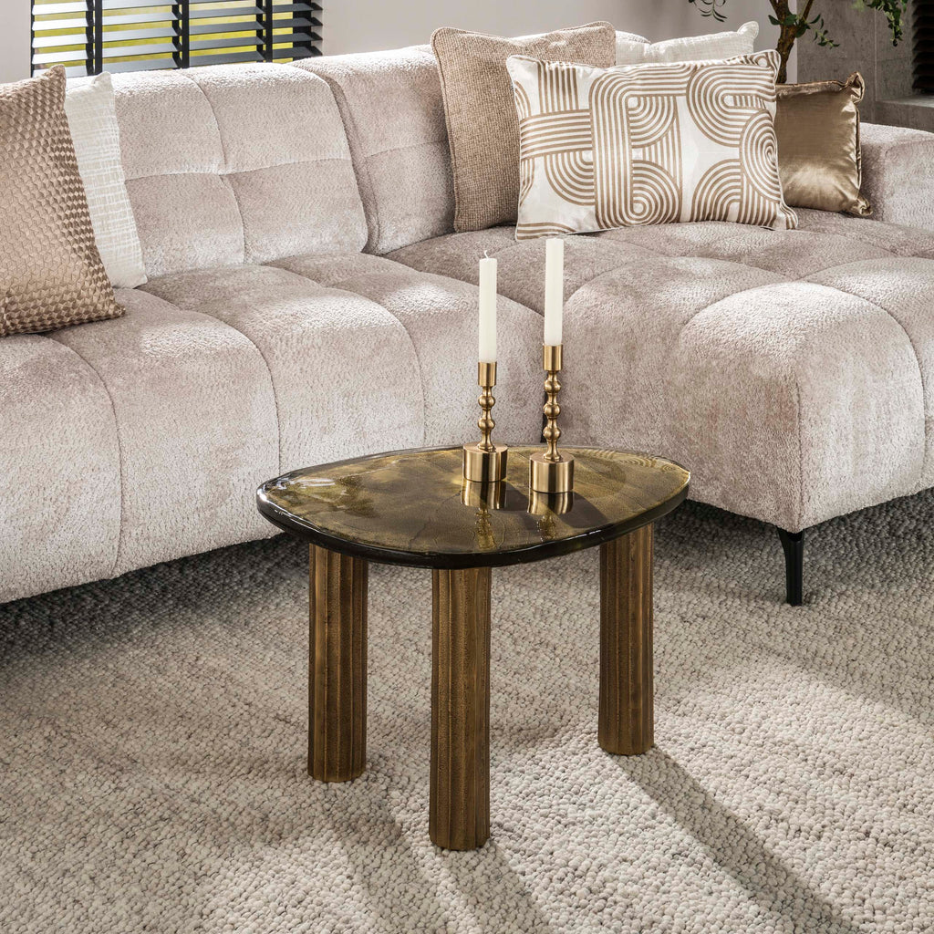 Salontafel Eclipse M | Gegoten glas | Antiek goud