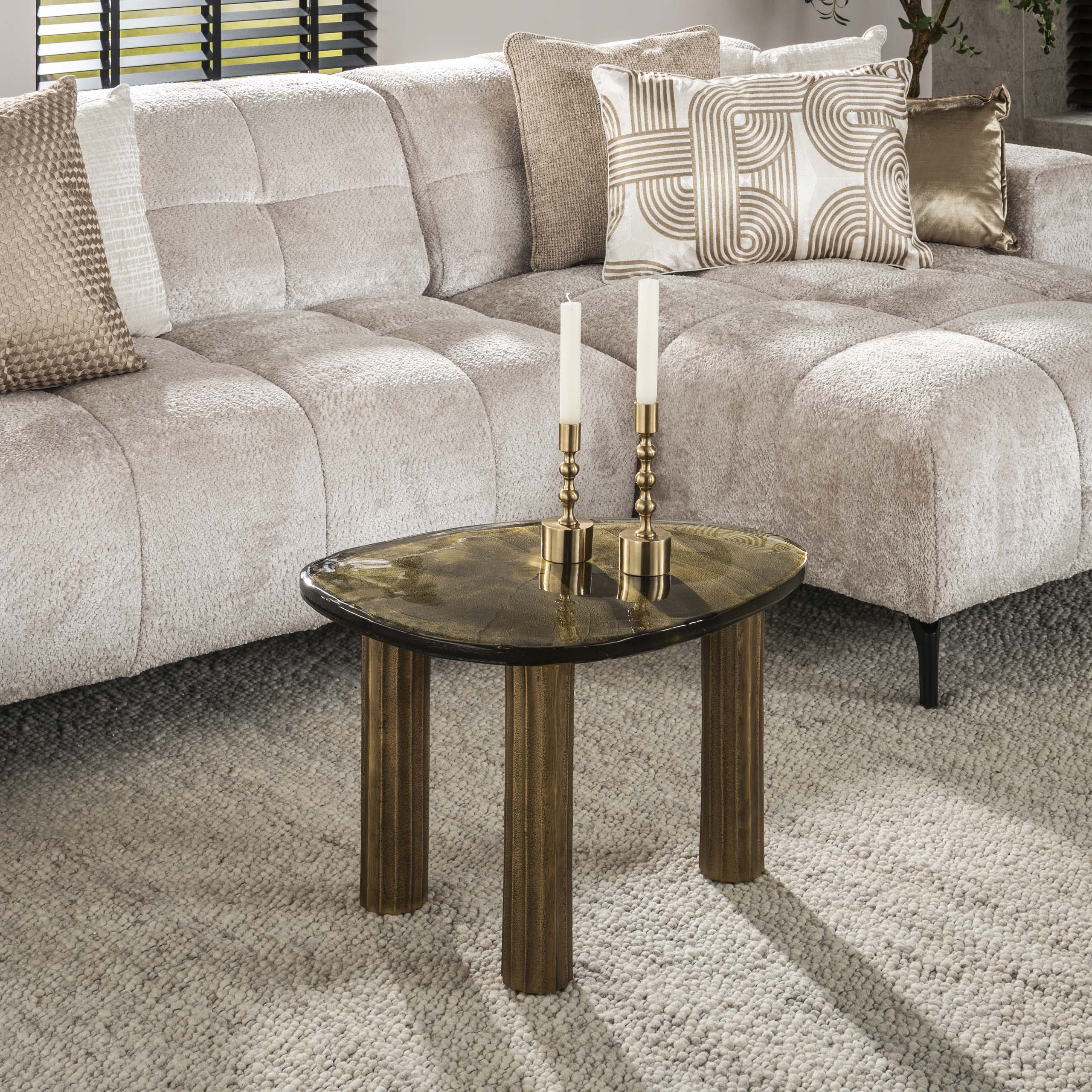 Salontafel Eclipse M | Gegoten glas | Antiek goud