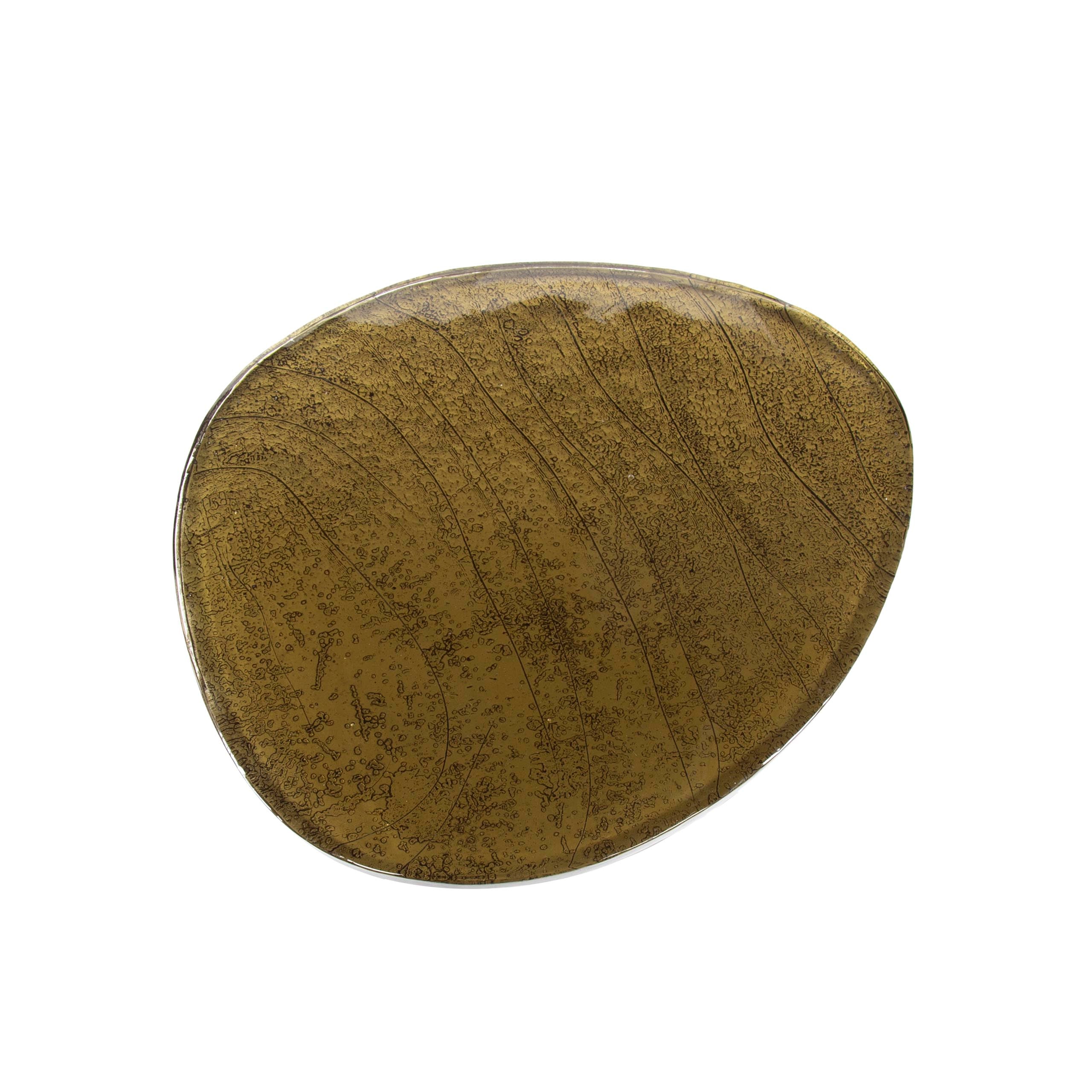 Salontafel Eclipse L | Gegoten glas | Antiek goud