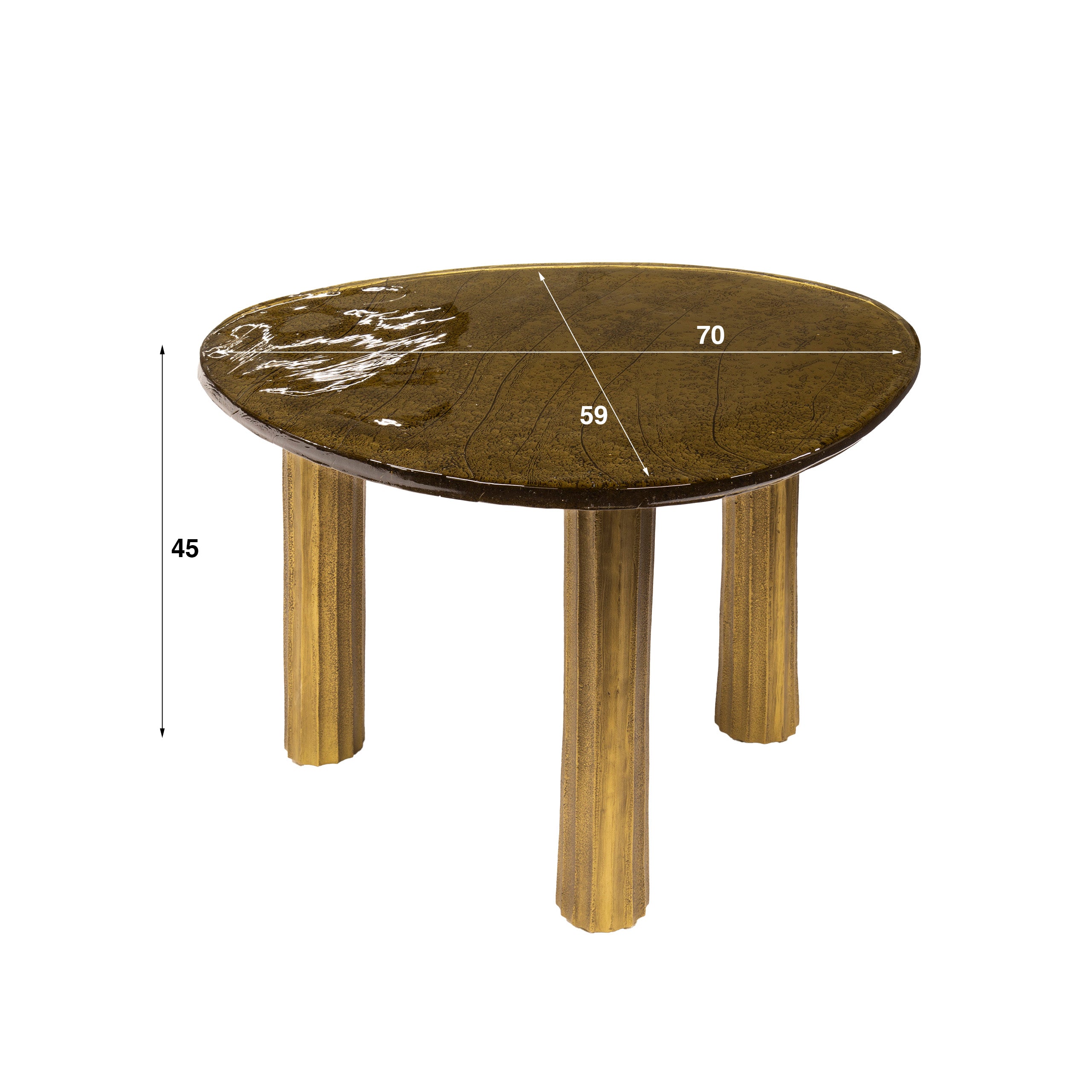 Salontafel Eclipse L | Gegoten glas | Antiek goud