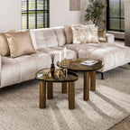 Salontafel Eclipse L | Gegoten glas | Antiek goud