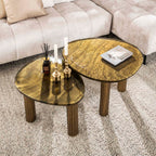 Salontafel Eclipse L | Gegoten glas | Antiek goud