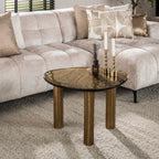 Salontafel Eclipse L | Gegoten glas | Antiek goud