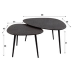 Salontafel Metallic organisch | Set van 2 | Grijs