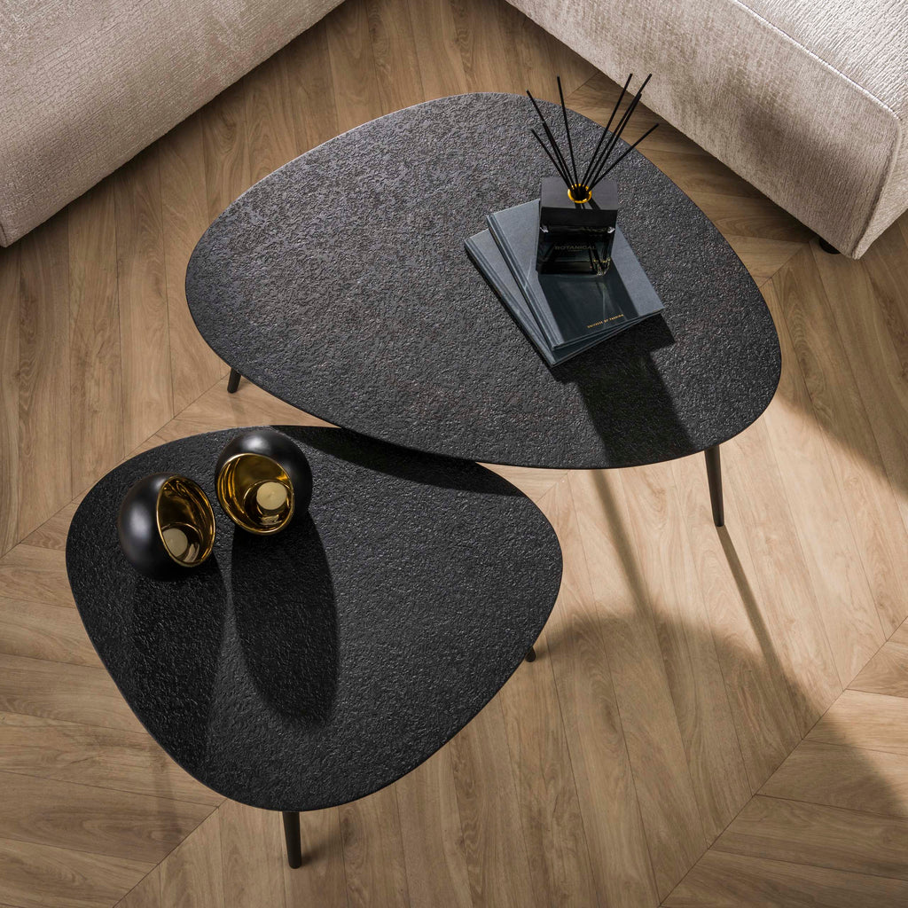 Salontafel Metallic organisch | Set van 2 | Grijs