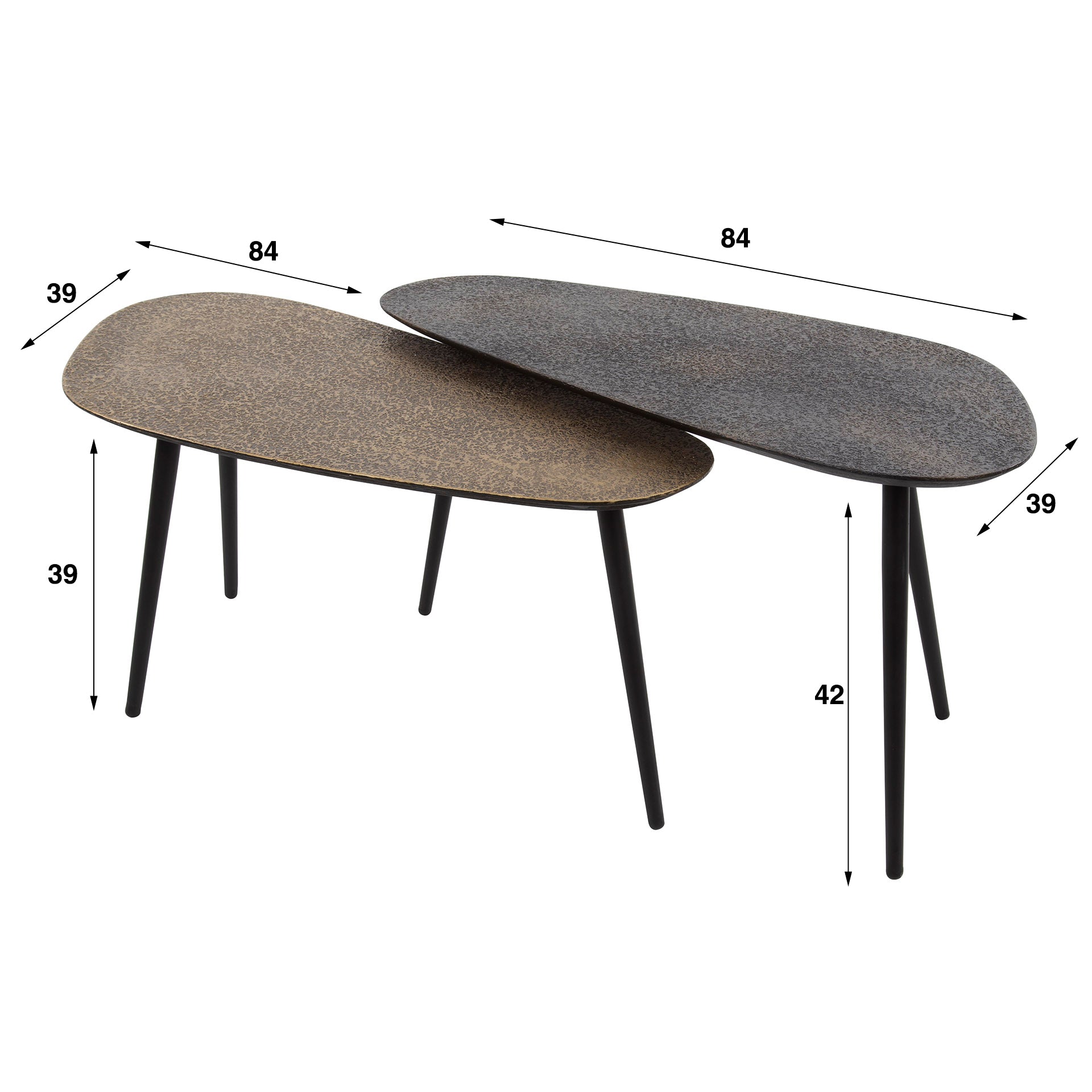 Salontafel Metallic | Niervormig | Set van 2 | Grijs