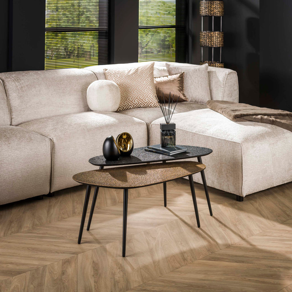 Salontafel Metallic | Niervormig | Set van 2 | Grijs