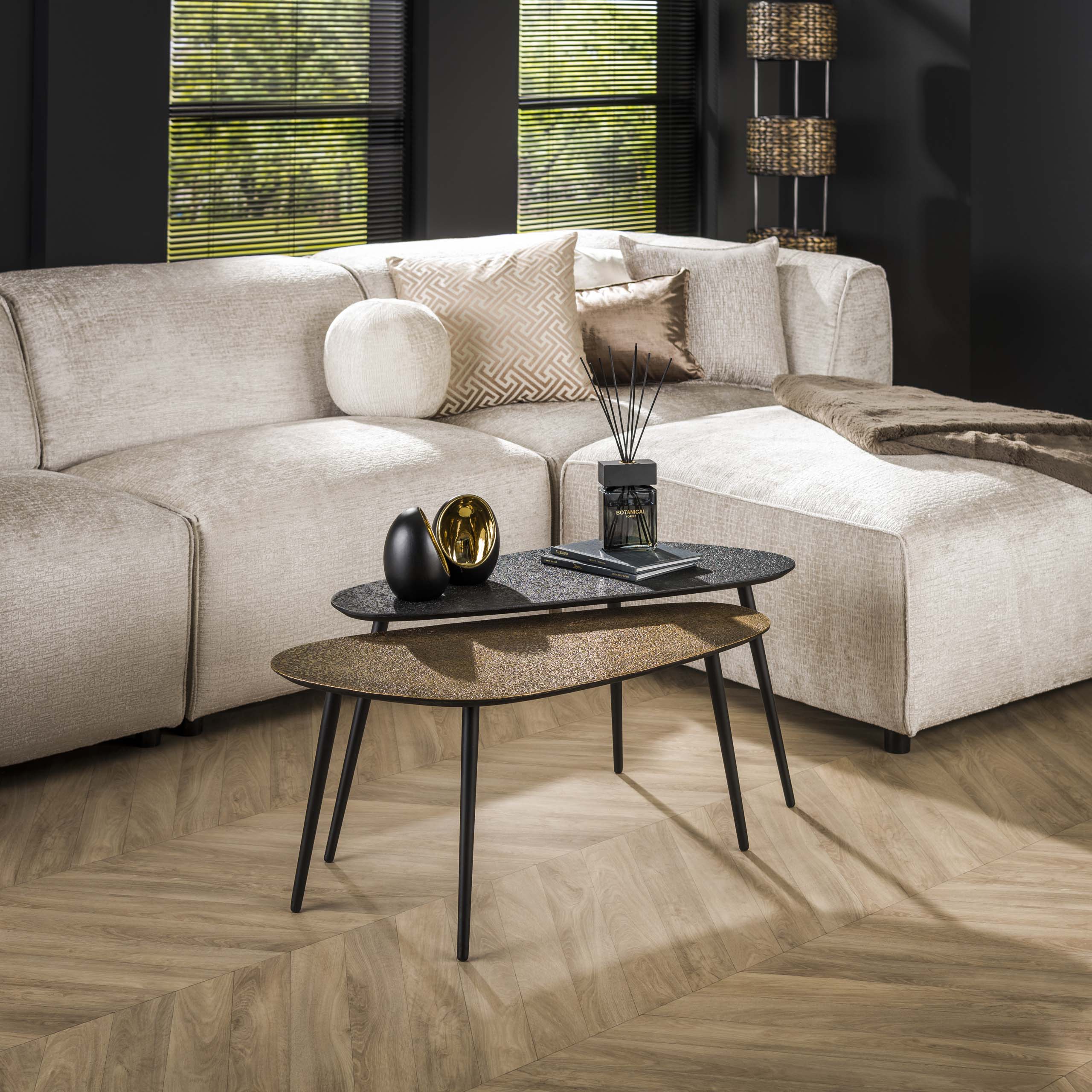 Salontafel Metallic | Niervormig | Set van 2 | Grijs