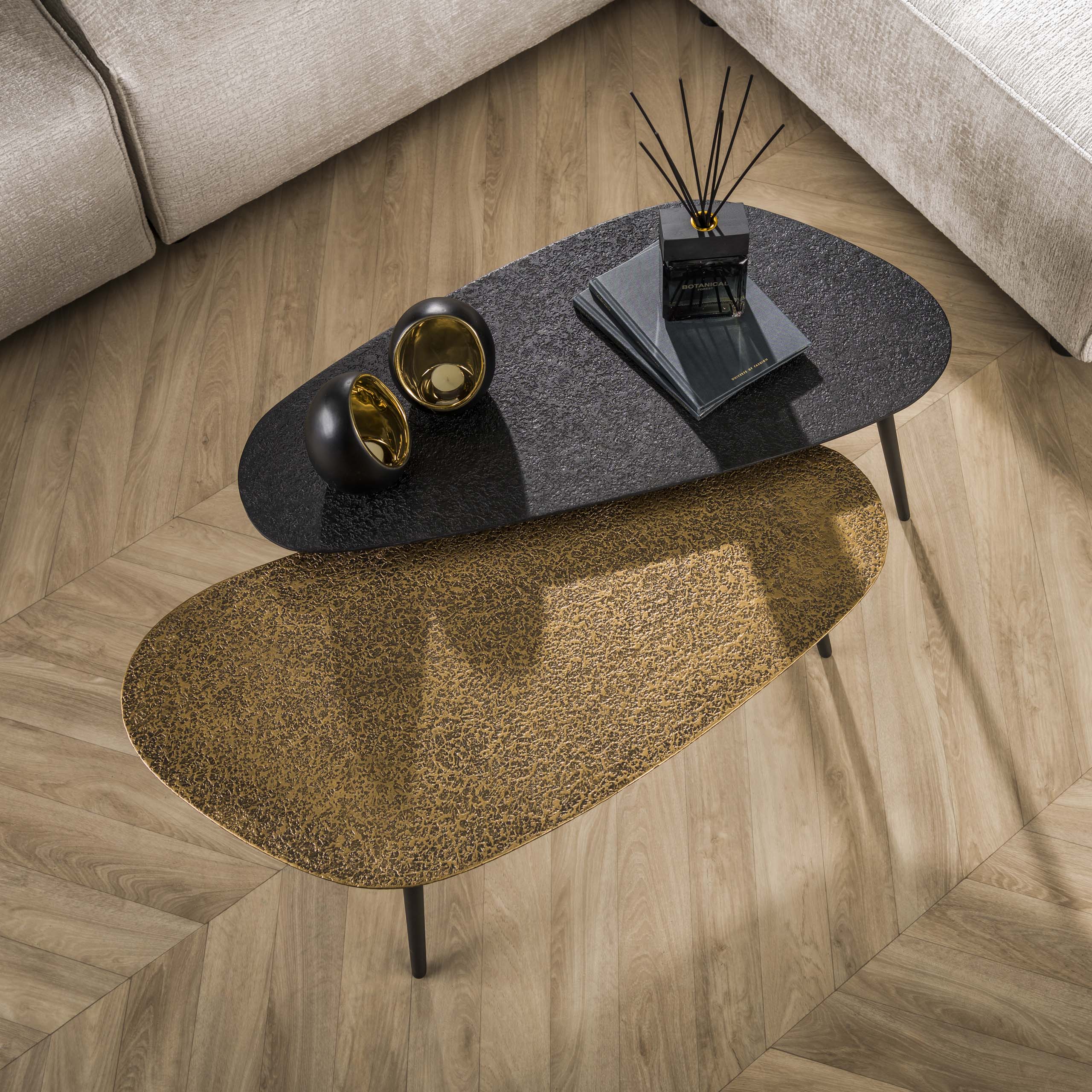 Salontafel Metallic | Niervormig | Set van 2 | Grijs