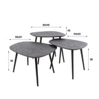 Salontafel Metallic Vierhoekig | Set van 3 | Grijs