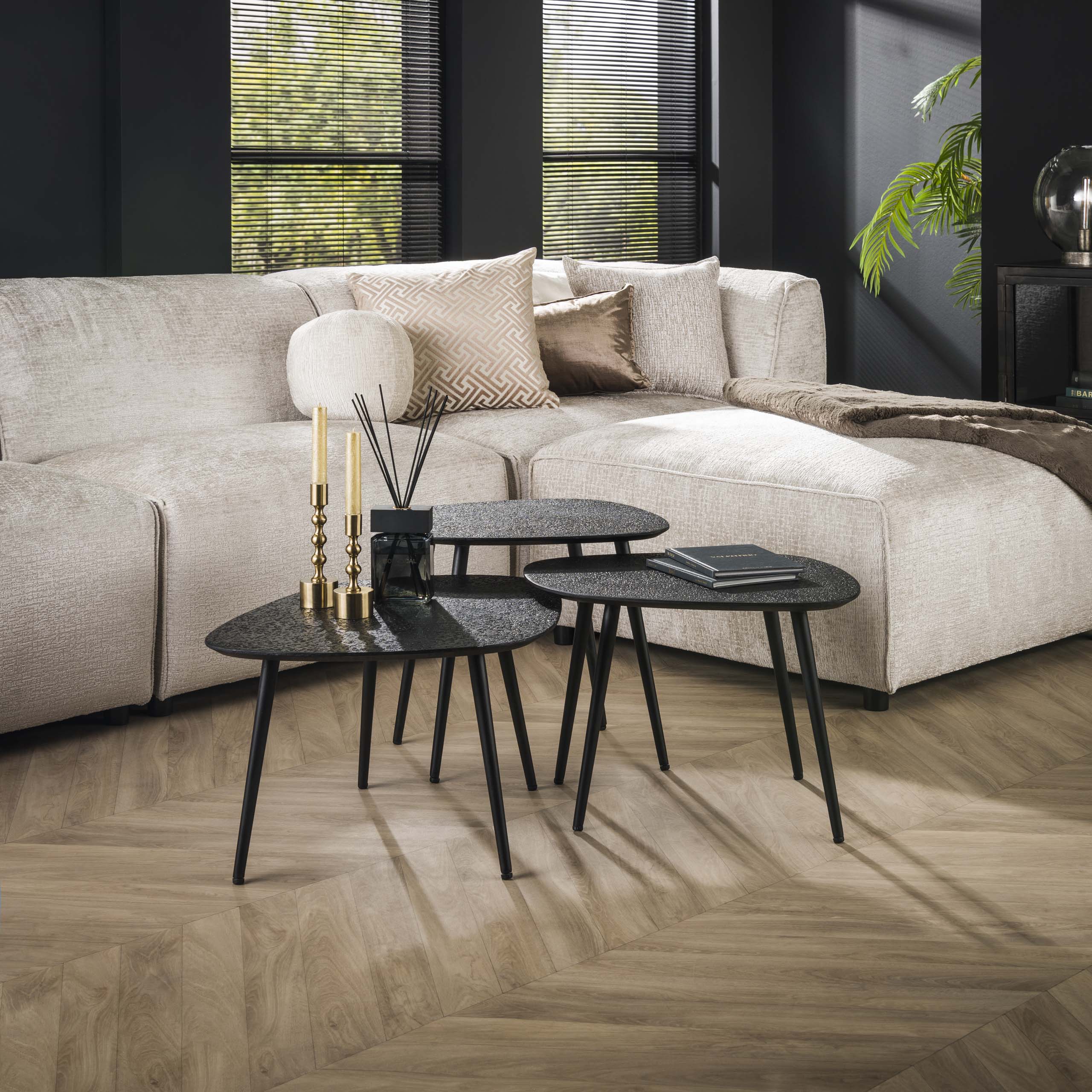 Salontafel Metallic Vierhoekig | Set van 3 | Grijs