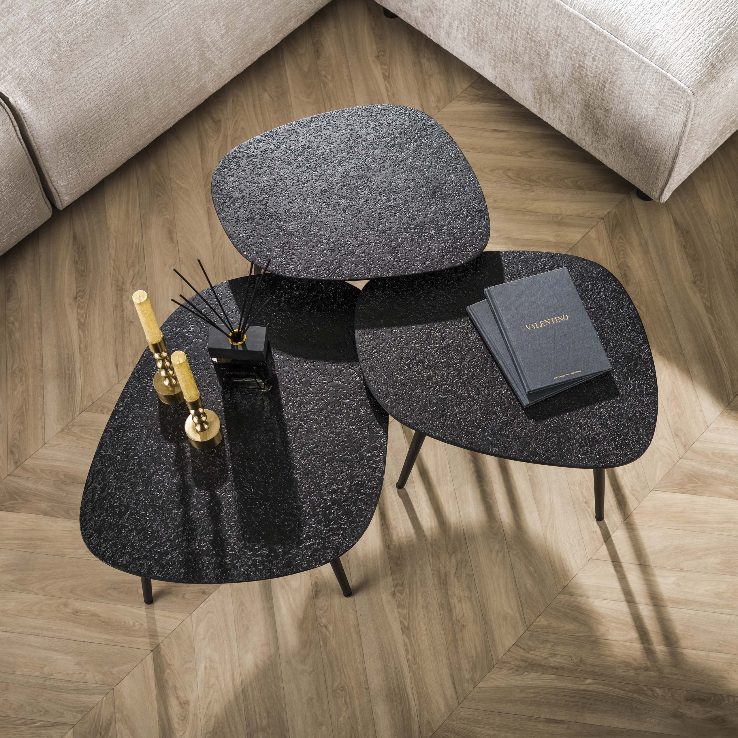 Salontafel Metallic Vierhoekig | Set van 3 | Grijs