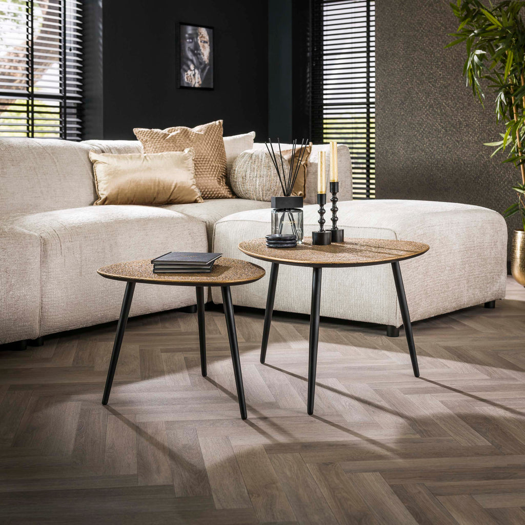 Salontafel Metallic Driehoekig | Set van 2 | Antiek brons